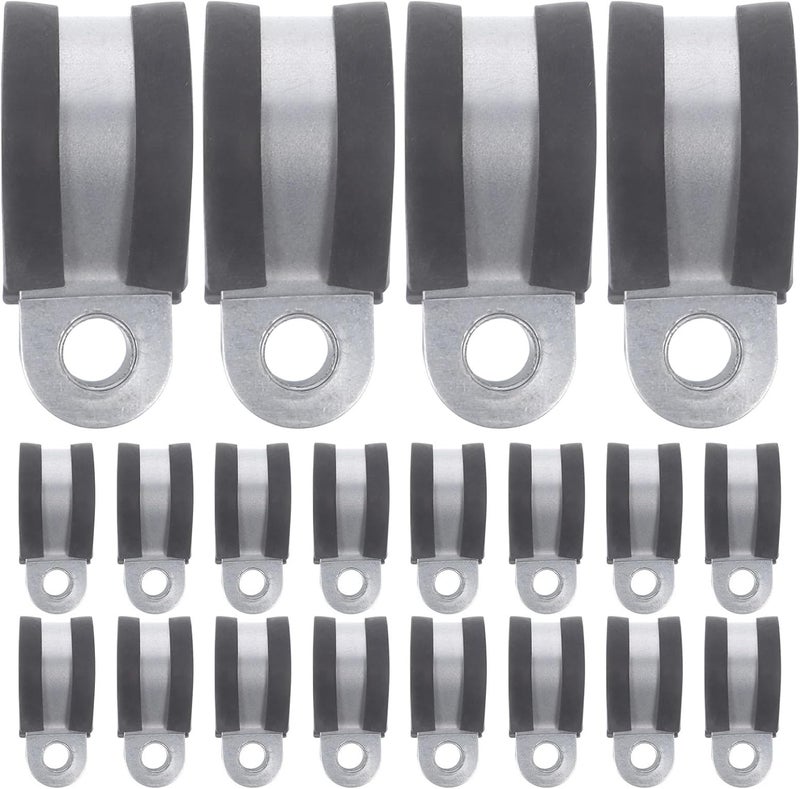 Uonlytech 20pcs Zinc-plated Metal U Bracket Clamps Cable Wire Clamps Sturdy Pipe Set for Electrical Wiring and Tubing Fixing - Image 1