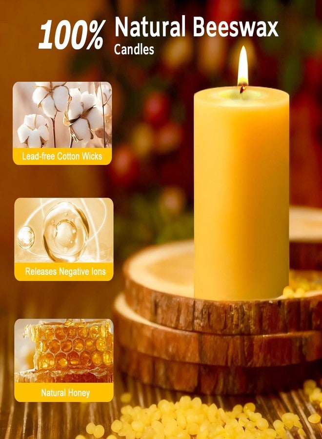 SUPERSUN 3 Pack Natural Beeswax Pillar Candles,Long Burning Unscented Pure Beeswax Candles Set,Smokeless Dripless Organic Pillar Candles Bulk for Home Decor,Prayer,Emergency,2x2in,2x3in,2x4in - Image 2