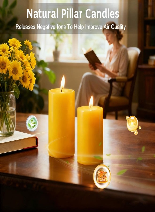 SUPERSUN 3 Pack Natural Beeswax Pillar Candles,Long Burning Unscented Pure Beeswax Candles Set,Smokeless Dripless Organic Pillar Candles Bulk for Home Decor,Prayer,Emergency,2x2in,2x3in,2x4in - Image 5
