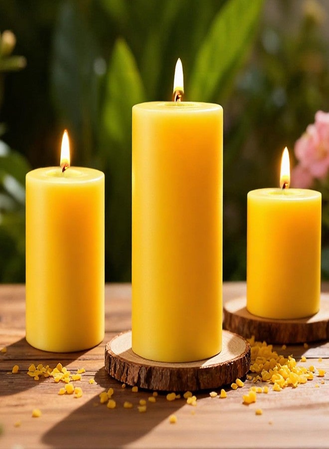 SUPERSUN 3 Pack Natural Beeswax Pillar Candles,Long Burning Unscented Pure Beeswax Candles Set,Smokeless Dripless Organic Pillar Candles Bulk for Home Decor,Prayer,Emergency,2x2in,2x3in,2x4in - Image 1