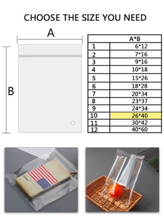 Clear Cellophane Bags Plastic Self Sealing OPP Cellophane Poly Bags Self Adhesive Plastic Bags for Packing Products, Clothes, jewelry，Small Business 26x40cm 100pcs - view 5