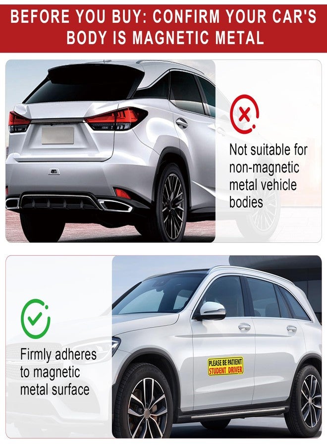 JUSTTOP 3pcs Student Driver Magnet for Car, Please Be Patient Student Driver, New Drivers Sticker Safety Warning, Magnetic Reflective Rookie Driver Bumper Sticker (Black&Red) - Image 2
