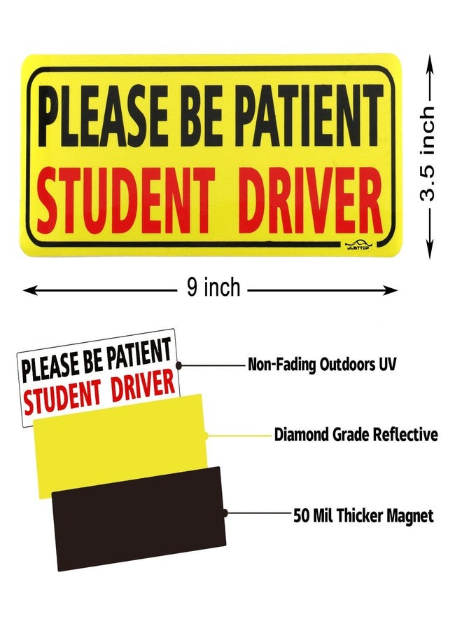 JUSTTOP 3pcs Student Driver Magnet for Car, Please Be Patient Student Driver, New Drivers Sticker Safety Warning, Magnetic Reflective Rookie Driver Bumper Sticker (Black&Red) - Image 3