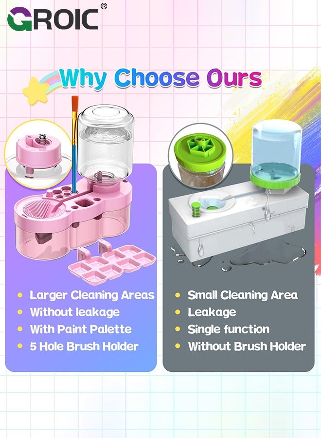 GROIC Paint Brush Cleaner Tool, Brush Rinser Cup, Water Circulation, Art Supplies for Acrylic,Watercolor and Water Based, Creative Gift for Adult Artist Beginners Kids - Pink - Image 4