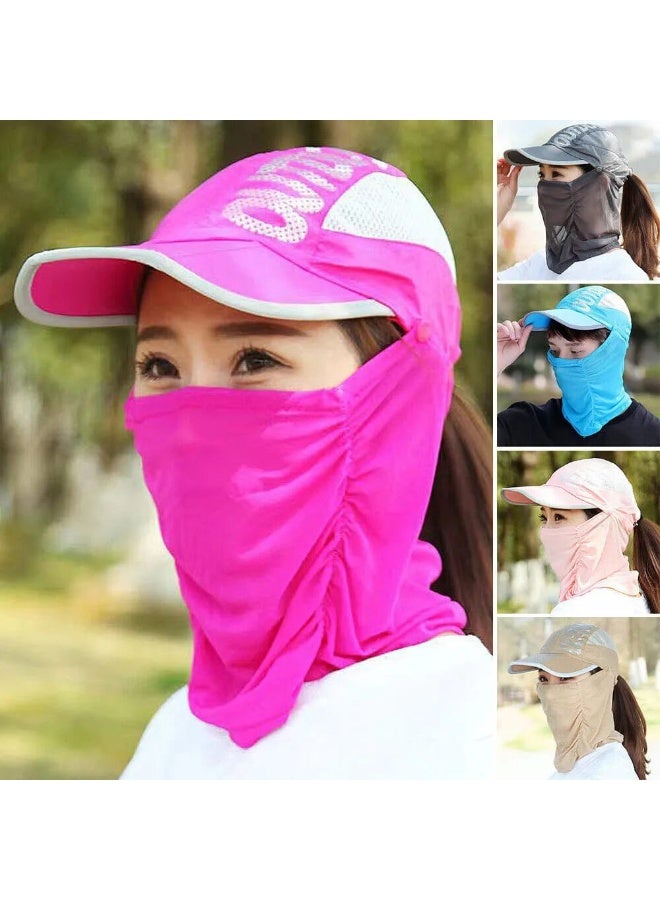 UV Protection Outdoor Sun Hat with Removable Face Mask and Neck Flap - Foldable Breathable Mesh Cap for Hiking, Fishing, and Cycling - Image 1
