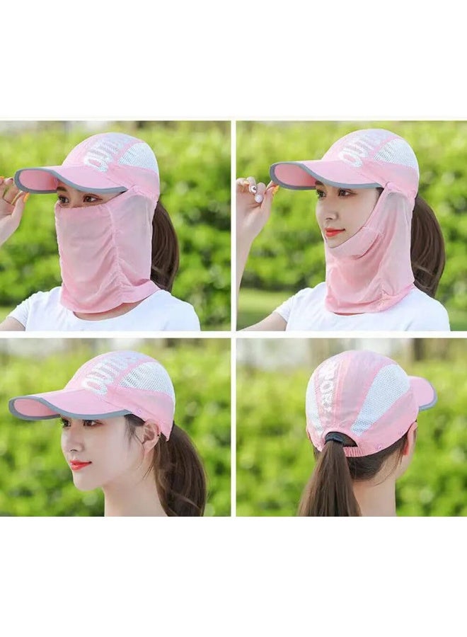 UV Protection Outdoor Sun Hat with Removable Face Mask and Neck Flap - Foldable Breathable Mesh Cap for Hiking, Fishing, and Cycling - Image 3