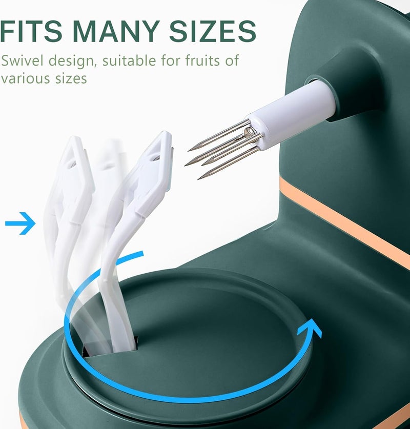 NIUB Apples Peeler, Hand Pear Peeler and Corer with 1 Fruit Splitter, Multi Function Fruit, Vegetable, Pear Potato Slice Movement, Peeling Machine Fast Manual Setting (Dark Green) - Image 4