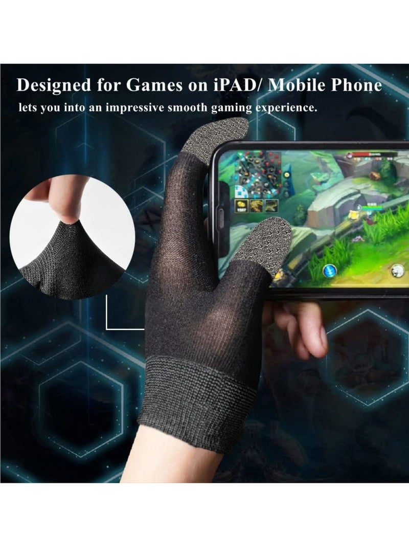 SYOSI 2PCS Gaming Gloves for Sweaty Hands, UltraThin Breathable Mobile Gaming Gloves, AntiSweat Mobile Finger Sleeve Breathable for HighRanking Players Mobile Game Streamer Black+ White - Image 2