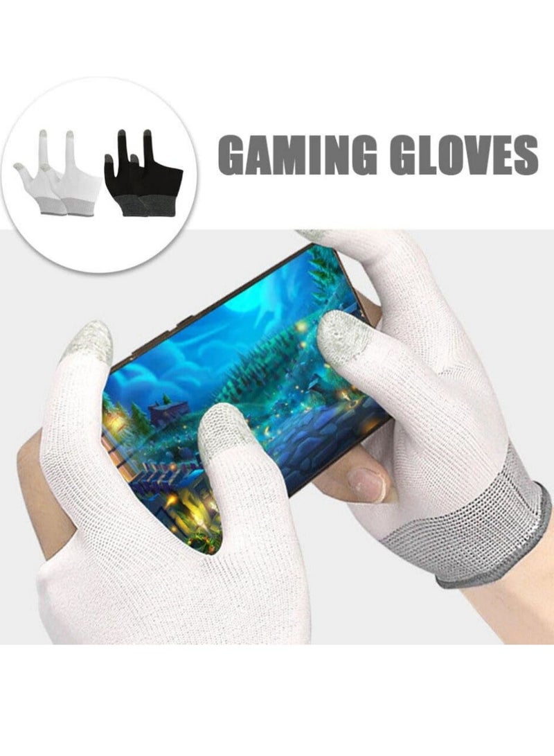 SYOSI 2PCS Gaming Gloves for Sweaty Hands, UltraThin Breathable Mobile Gaming Gloves, AntiSweat Mobile Finger Sleeve Breathable for HighRanking Players Mobile Game Streamer Black+ White - Image 3