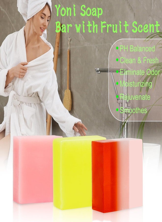forvirness 3 Pack Organic Handmade Yoni Soap Bars For Women Ph Balance, Feminine Vaginal Wash V Cleansing Bar Soap for Women, All Natural Soap Bar with Bubble Foam Net, Yoni Wash Away Odor (P+P+S - Image 2