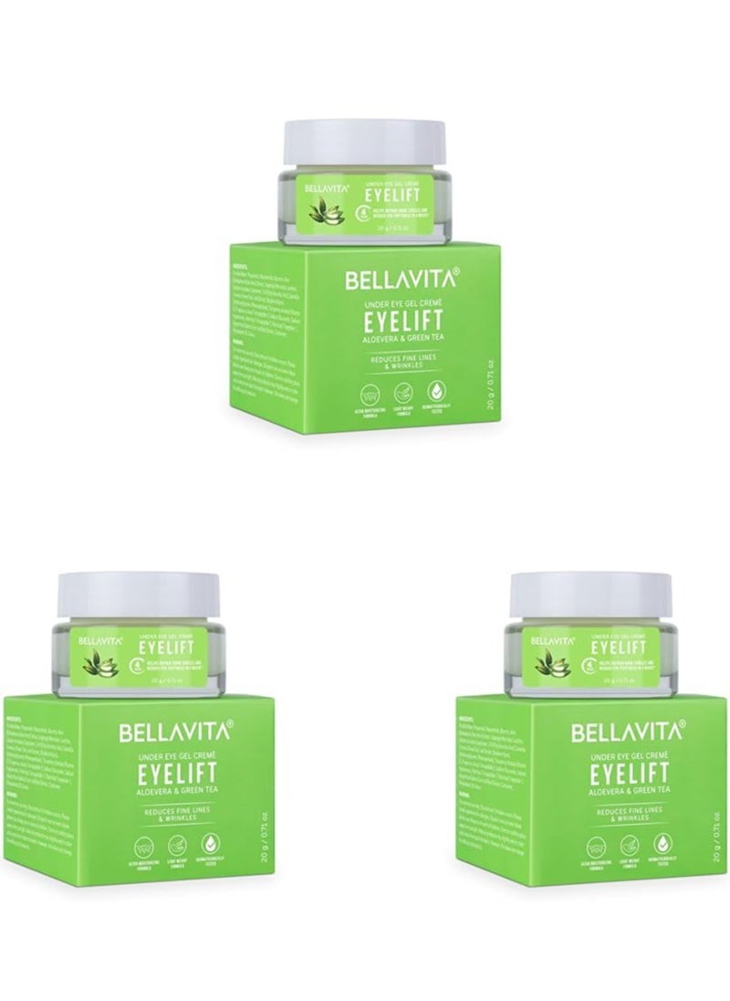 Bella Vita Organic - Eye Lift Hydrating Natural Under Eye Cream Gel for Dark Circles Puffy Eyes Wrinkles and Removal of Fine Lines for Women and Men 20 gm Pack of 3 - Image 1