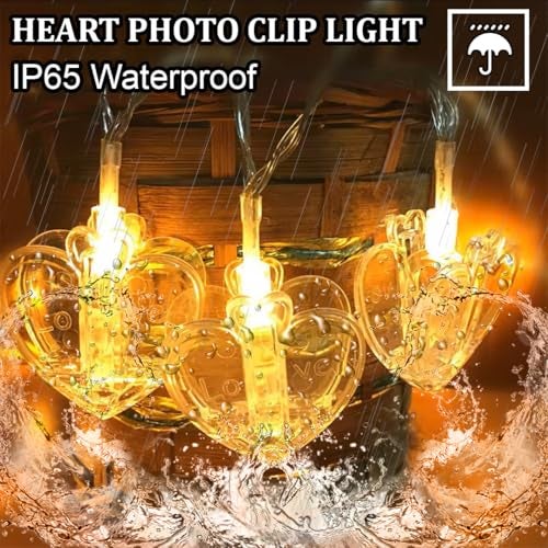 fizzytech Heart Clip String Light 14 Clips 3 Meter Outdoor Decoration Light(Plastic, LED) (Heart Light-Warm White, Pack of 1) - Image 2