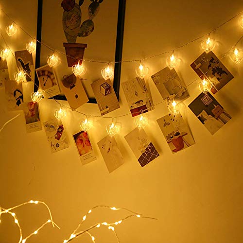 fizzytech Heart Clip String Light 14 Clips 3 Meter Outdoor Decoration Light(Plastic, LED) (Heart Light-Warm White, Pack of 1) - Image 1