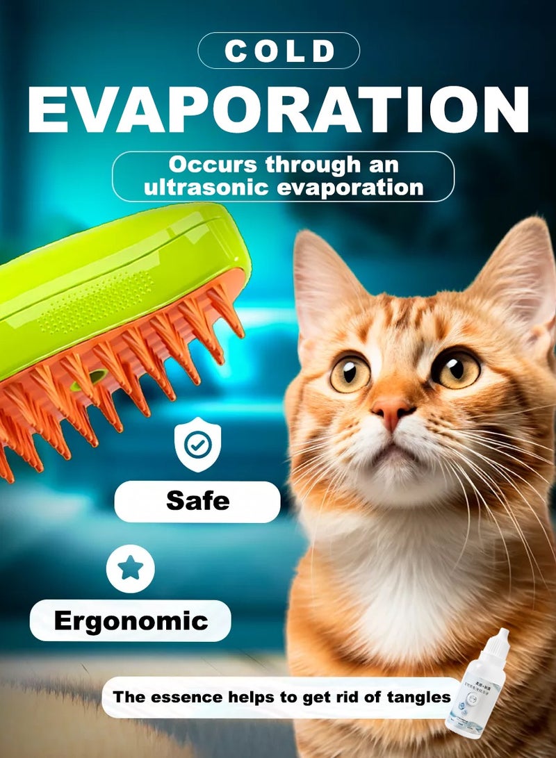 Steam Brush for Cat Dog Pets with essence, 3 in 1 massage Comb with cold steam, for Shedding and Grooming Steamer
