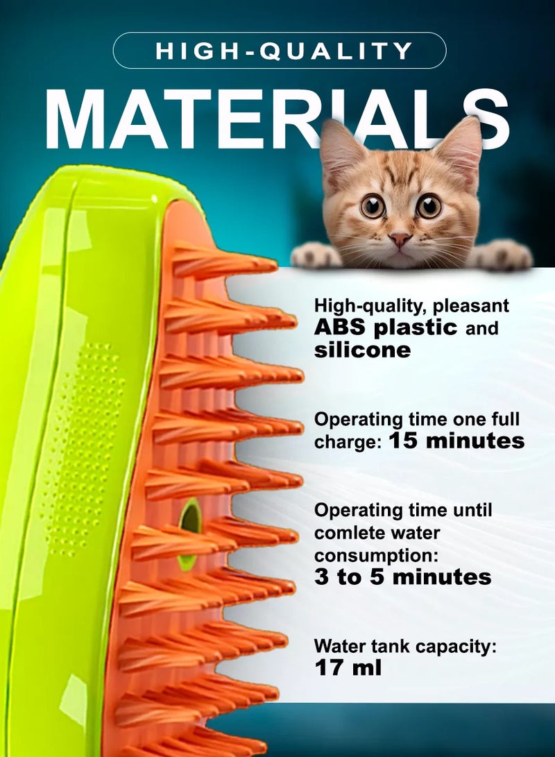 Steam Brush for Cat Dog Pets with essence, 3 in 1 massage Comb with cold steam, for Shedding and Grooming Steamer