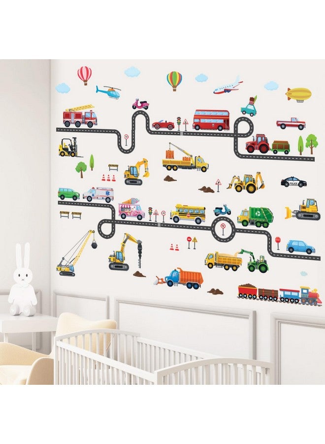 DECOWALL DS9-8090 Vehicles and Roads Wall Stickers Decals Transports Kids Peel and Stick Removable Nursery Bedroom Living Room décor Construction Car - Image 3