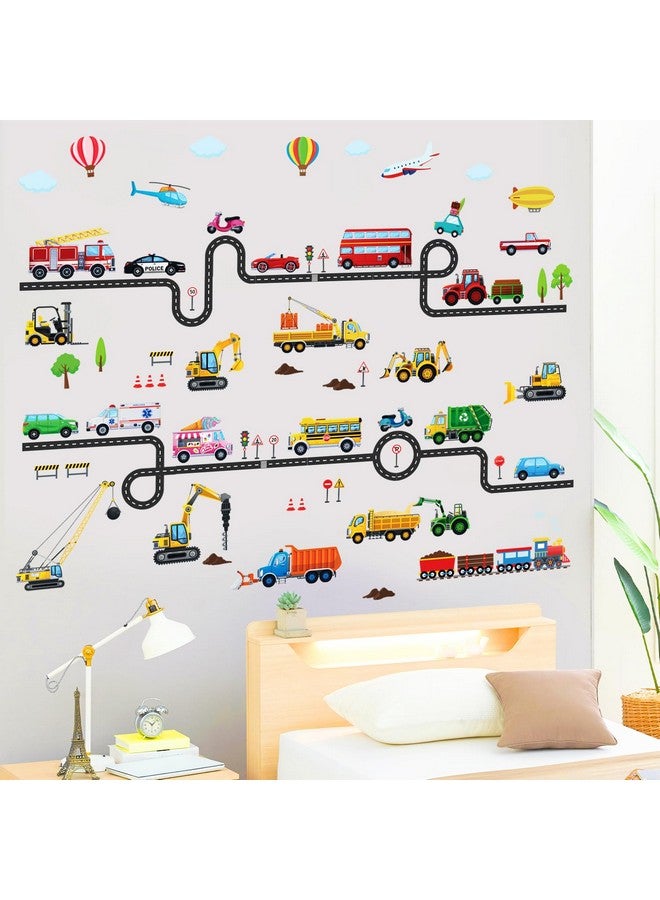 DECOWALL DS9-8090 Vehicles and Roads Wall Stickers Decals Transports Kids Peel and Stick Removable Nursery Bedroom Living Room décor Construction Car - Image 5