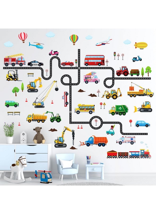 DECOWALL DS9-8090 Vehicles and Roads Wall Stickers Decals Transports Kids Peel and Stick Removable Nursery Bedroom Living Room décor Construction Car - Image 4