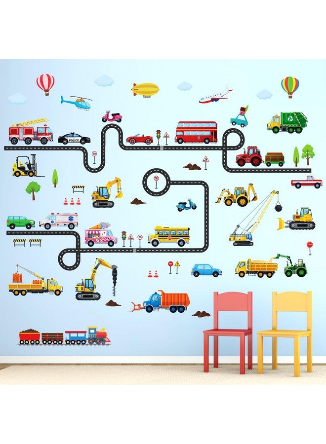 DECOWALL DS9-8090 Vehicles and Roads Wall Stickers Decals Transports Kids Peel and Stick Removable Nursery Bedroom Living Room décor Construction Car - Image 2