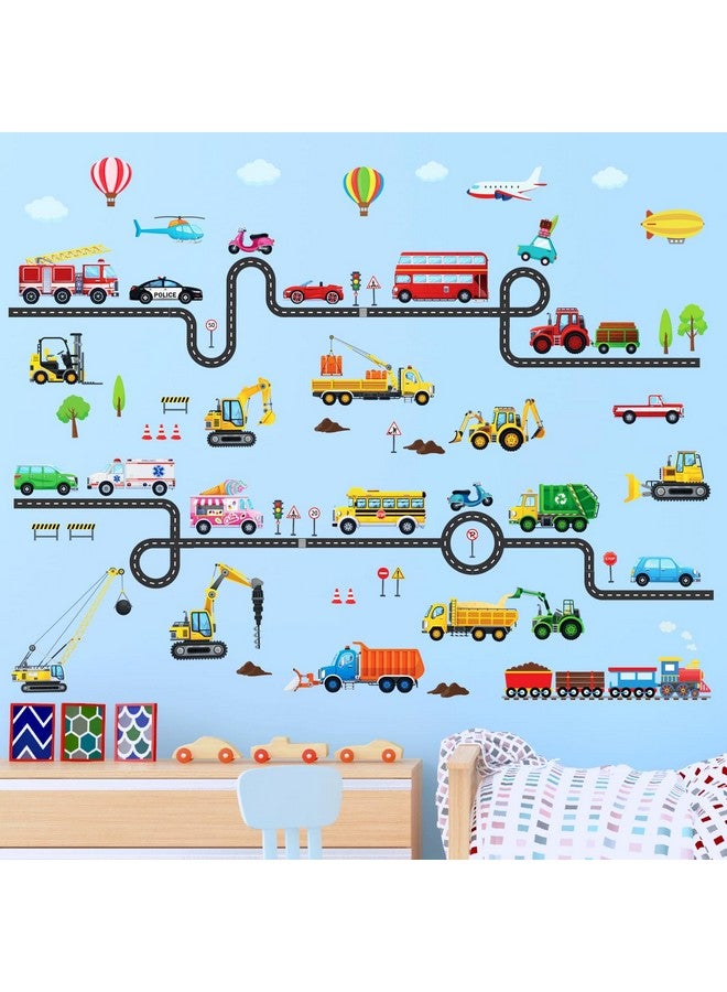 DECOWALL DS9-8090 Vehicles and Roads Wall Stickers Decals Transports Kids Peel and Stick Removable Nursery Bedroom Living Room décor Construction Car - Image 1