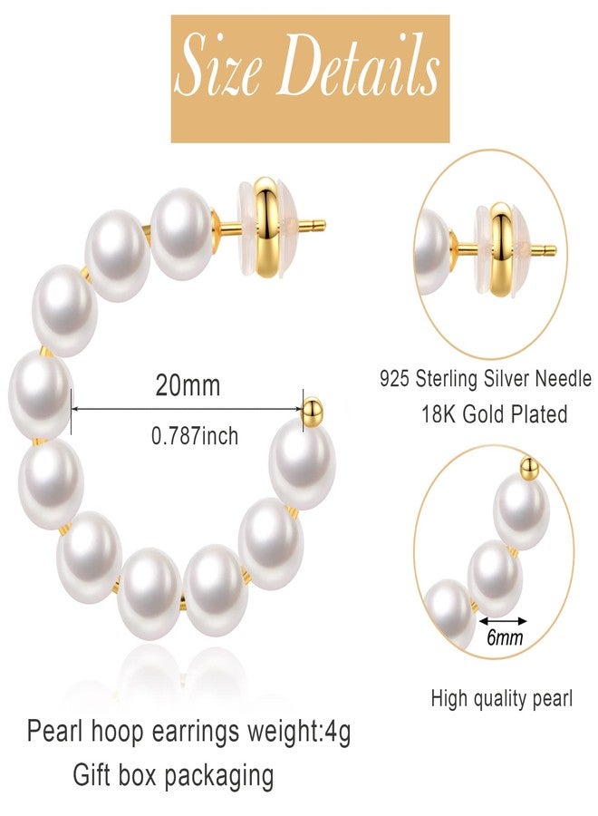 MOROTOLE Pearl Hoop Earrings for Women Small Pearls Hoop Earrings,Gold Plated Lightweight Open Large Circle Round Pearl Earrings Jewelry Birthday Gift for Women - Image 5