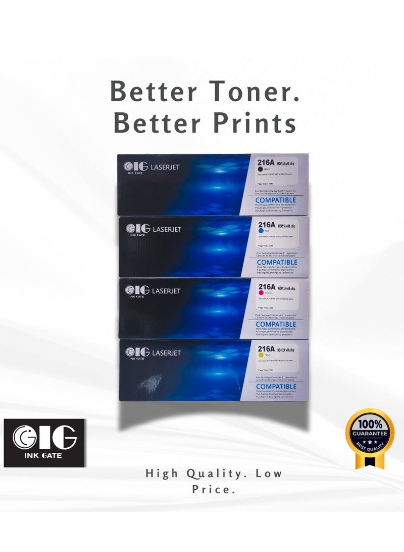 IG HP Ink Gate (IG) Compatible Toner Cartridge Set – Black, Cyan, Magenta, Yellow – Replaces HP 216A – For HP Color LaserJet MFP M182nw / M183fw – 4-Pack  - Image 1
