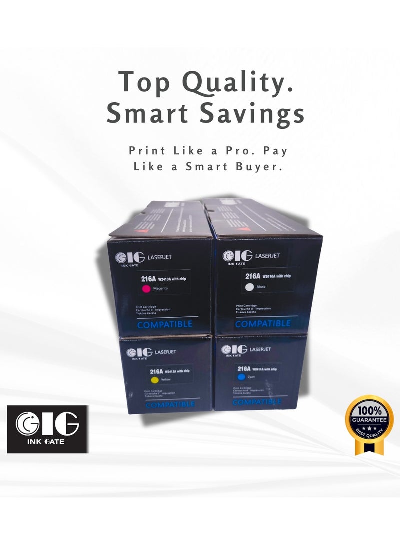 IG HP Ink Gate (IG) Compatible Toner Cartridge Set – Black, Cyan, Magenta, Yellow – Replaces HP 216A – For HP Color LaserJet MFP M182nw / M183fw – 4-Pack  - Image 2