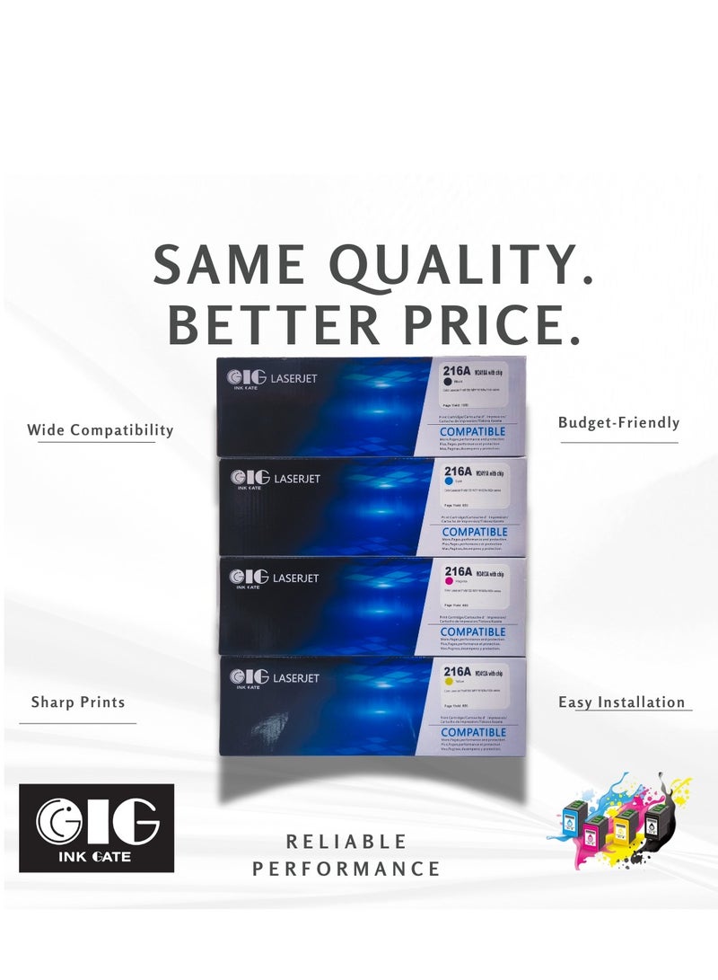 IG HP Ink Gate (IG) Compatible Toner Cartridge Set – Black, Cyan, Magenta, Yellow – Replaces HP 216A – For HP Color LaserJet MFP M182nw / M183fw – 4-Pack  - Image 4