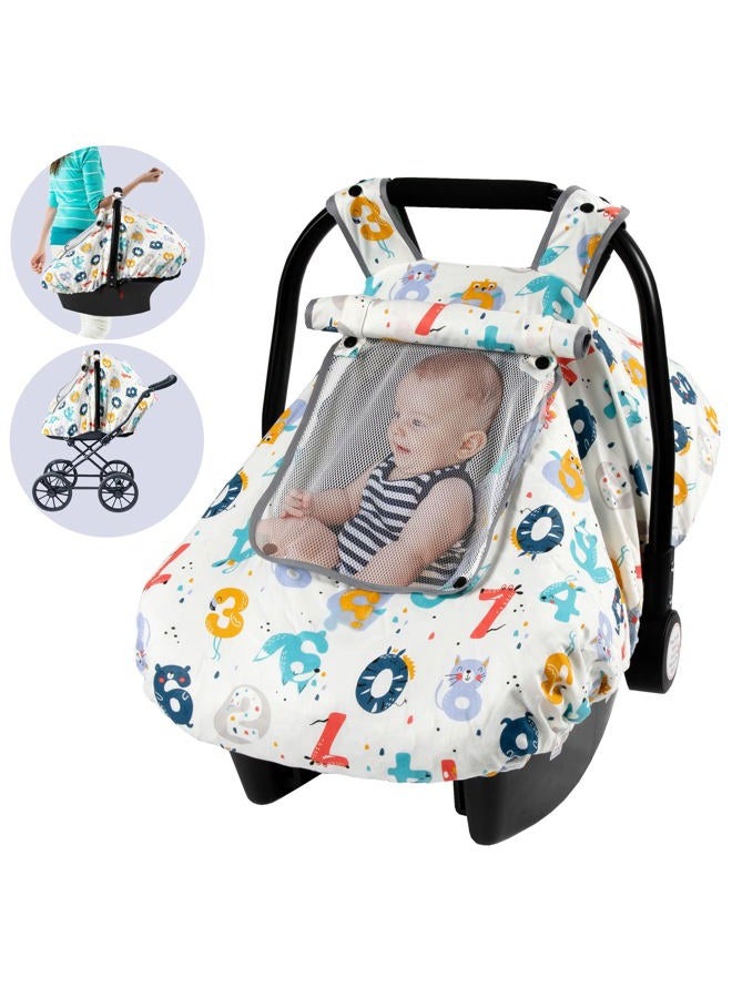 SMTTW Baby Car Seat Covers, Infant Car Canopy for Spring Summer Autumn Winter, Universal Fit, Snug Warm Breathable, Car Seat Canopy for Boys Girls… (Numbers) - Image 1