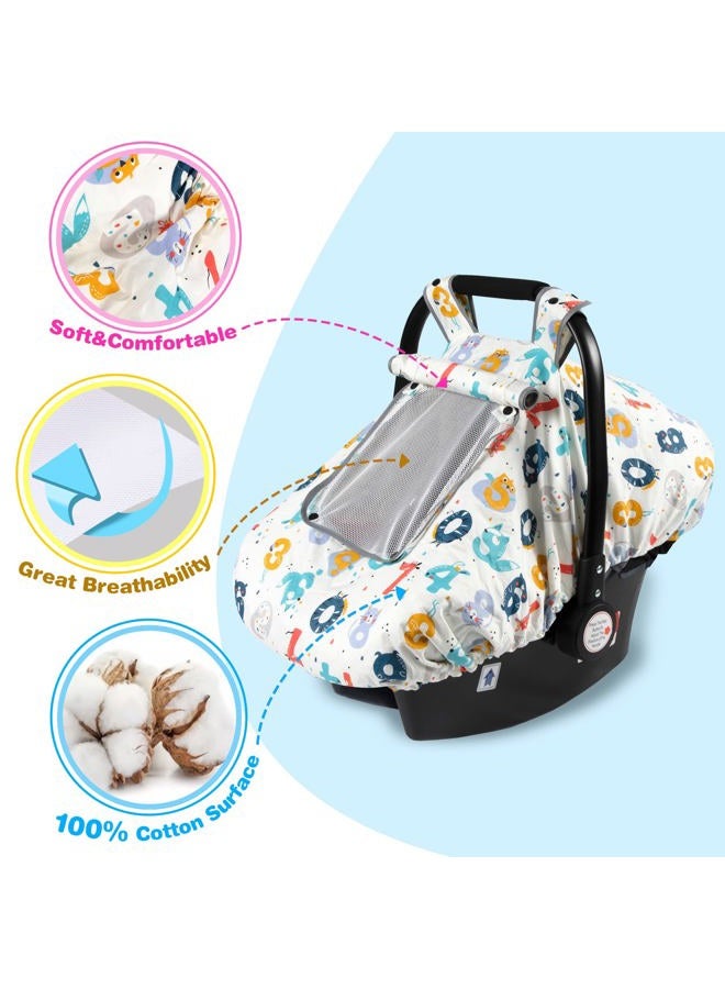 SMTTW Baby Car Seat Covers, Infant Car Canopy for Spring Summer Autumn Winter, Universal Fit, Snug Warm Breathable, Car Seat Canopy for Boys Girls… (Numbers) - Image 3
