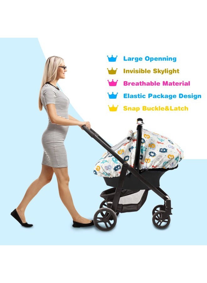 SMTTW Baby Car Seat Covers, Infant Car Canopy for Spring Summer Autumn Winter, Universal Fit, Snug Warm Breathable, Car Seat Canopy for Boys Girls… (Numbers) - Image 5
