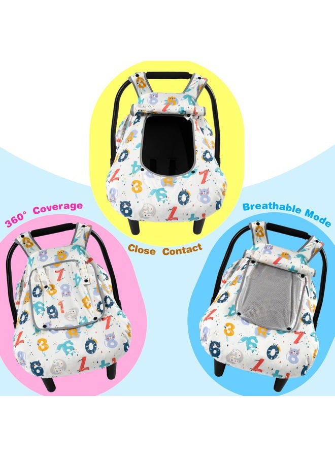 SMTTW Baby Car Seat Covers, Infant Car Canopy for Spring Summer Autumn Winter, Universal Fit, Snug Warm Breathable, Car Seat Canopy for Boys Girls… (Numbers) - Image 2
