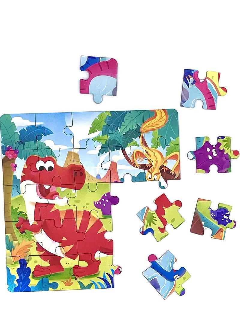 Zikra Magnetic Puzzles for Kids Ages 4 5 6 7 8 Three Wooden Jigsaw 61 Piece Dinosaur Book Party Favors Girls and Boys - Image 3