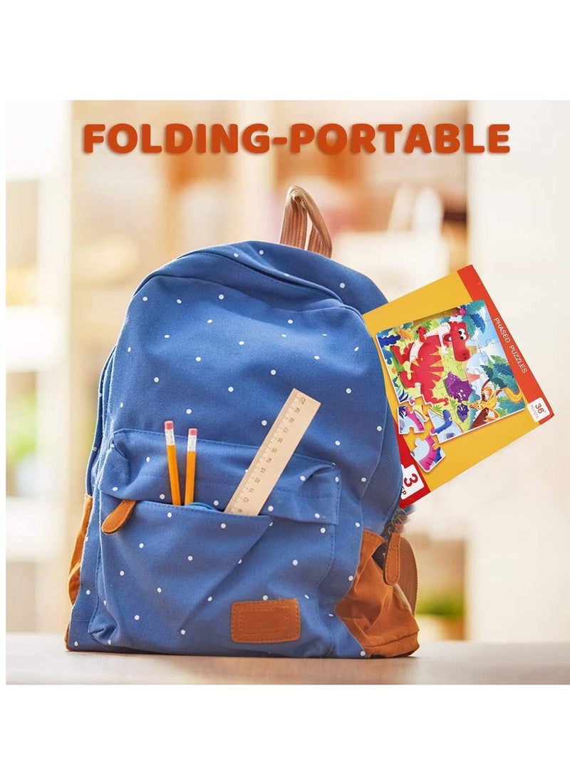 Zikra Magnetic Puzzles for Kids Ages 4 5 6 7 8 Three Wooden Jigsaw 61 Piece Dinosaur Book Party Favors Girls and Boys - Image 4