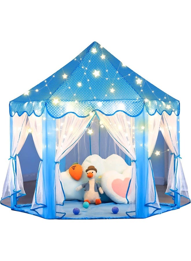 MOMENT Princess Castle Play Tent For Kids Large Kids Play Tents Hexagon Playhouse With Star Lights Toys  - Image 1