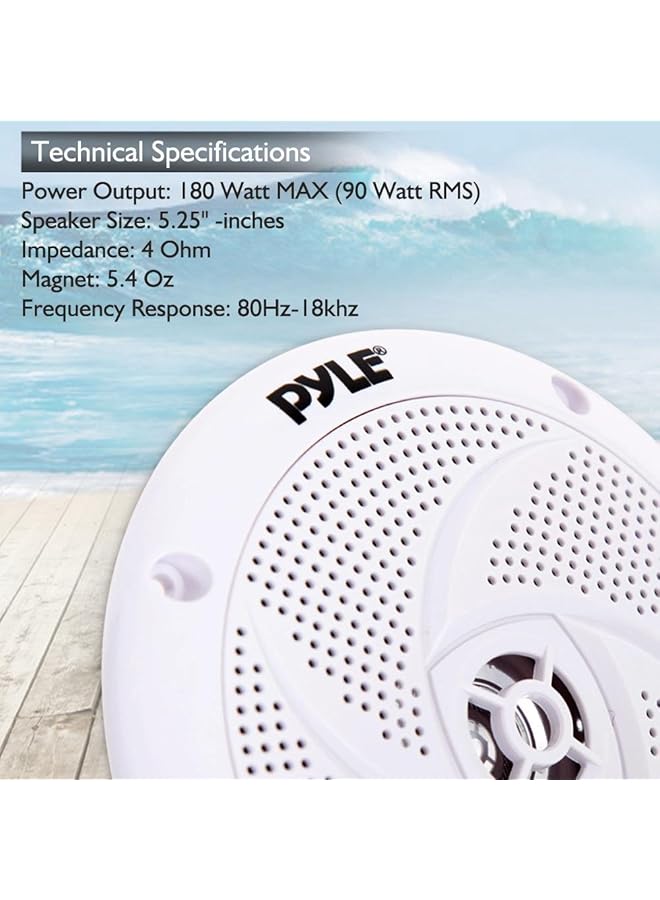 بايلي مكبرات صوت بحرية - نظام صوت ستيريو خارجي مقاوم للماء والطقس مقاس 5.25 بوصة ثنائي الاتجاه بقوة 180 وات وتصميم نحيف منخفض الارتفاع - زوج واحد - PLMR5W (أبيض) - Image 5