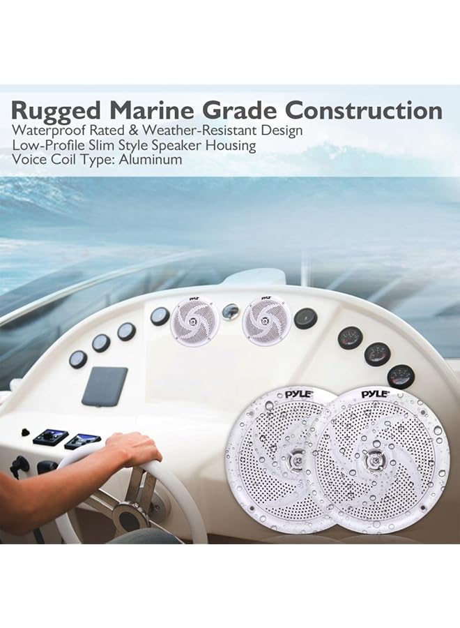 بايلي مكبرات صوت بحرية - نظام صوت ستيريو خارجي مقاوم للماء والطقس مقاس 5.25 بوصة ثنائي الاتجاه بقوة 180 وات وتصميم نحيف منخفض الارتفاع - زوج واحد - PLMR5W (أبيض) - Image 4