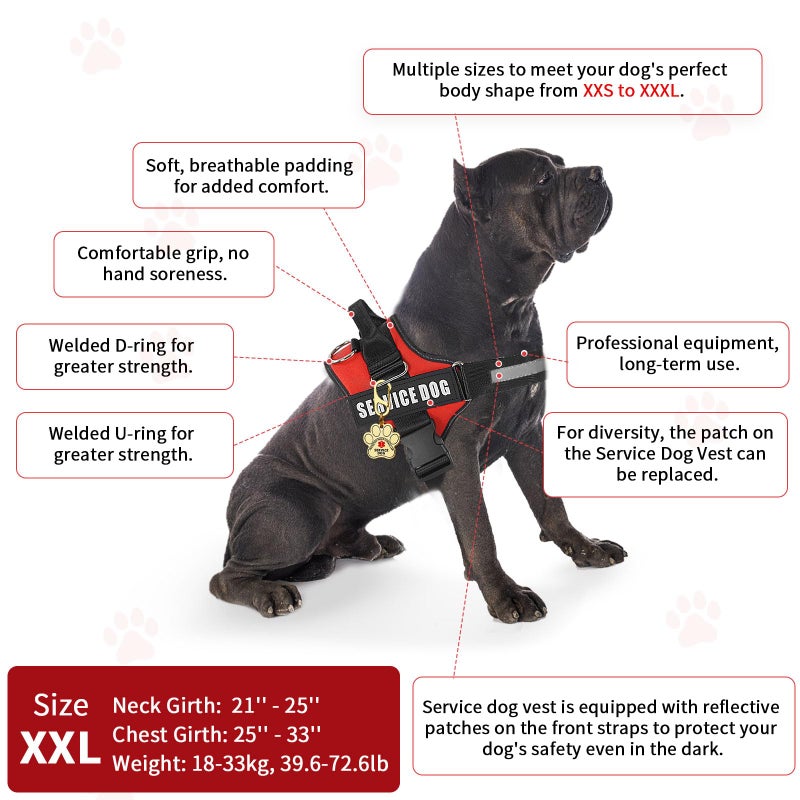 Opstin Service Dog Vest, ID Tag + 50 ADA Information Cards, Service Dog Harness w Patch in Sizes X Small to XX Large, Ruggedized Metal Tag, Service Animal Information Cards, ESA Accessory Set XX-LARGE - Image 5