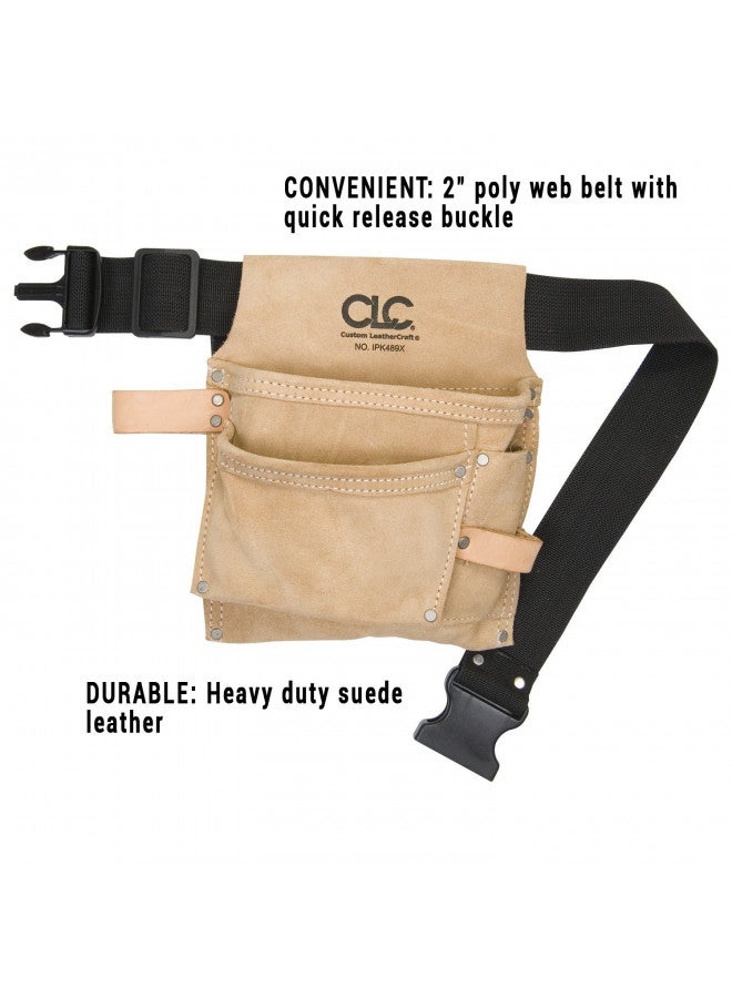 Custom Leathercraft CLC Custom Leathercraft IP489X Suede Tool Bag & Poly Web Belt, 3 Pocket , Tan  - Image 2