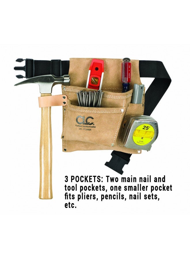 Custom Leathercraft CLC Custom Leathercraft IP489X Suede Tool Bag & Poly Web Belt, 3 Pocket , Tan  - Image 4
