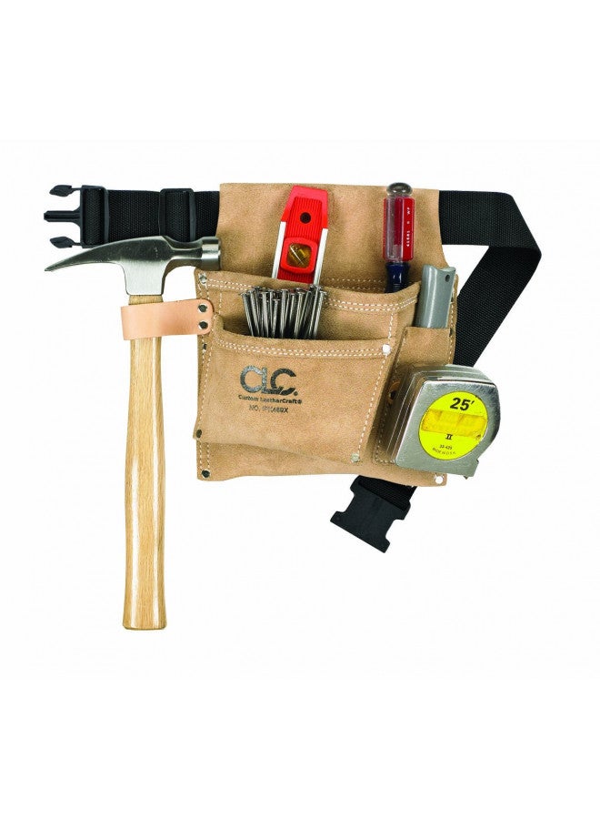 Custom Leathercraft CLC Custom Leathercraft IP489X Suede Tool Bag & Poly Web Belt, 3 Pocket , Tan  - Image 1
