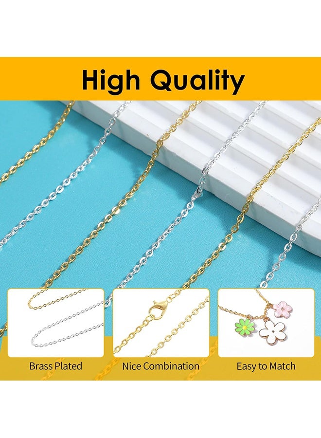 Wffo 20 Feet Necklace Chains 3mm Jewelry Making Chains for Necklace Earring Bracelet Jewelry Making Supplies, Metal Chain Necklace with Lobster Clasps and Jump Rings for DIY Craft, Silver & Gold - Image 3