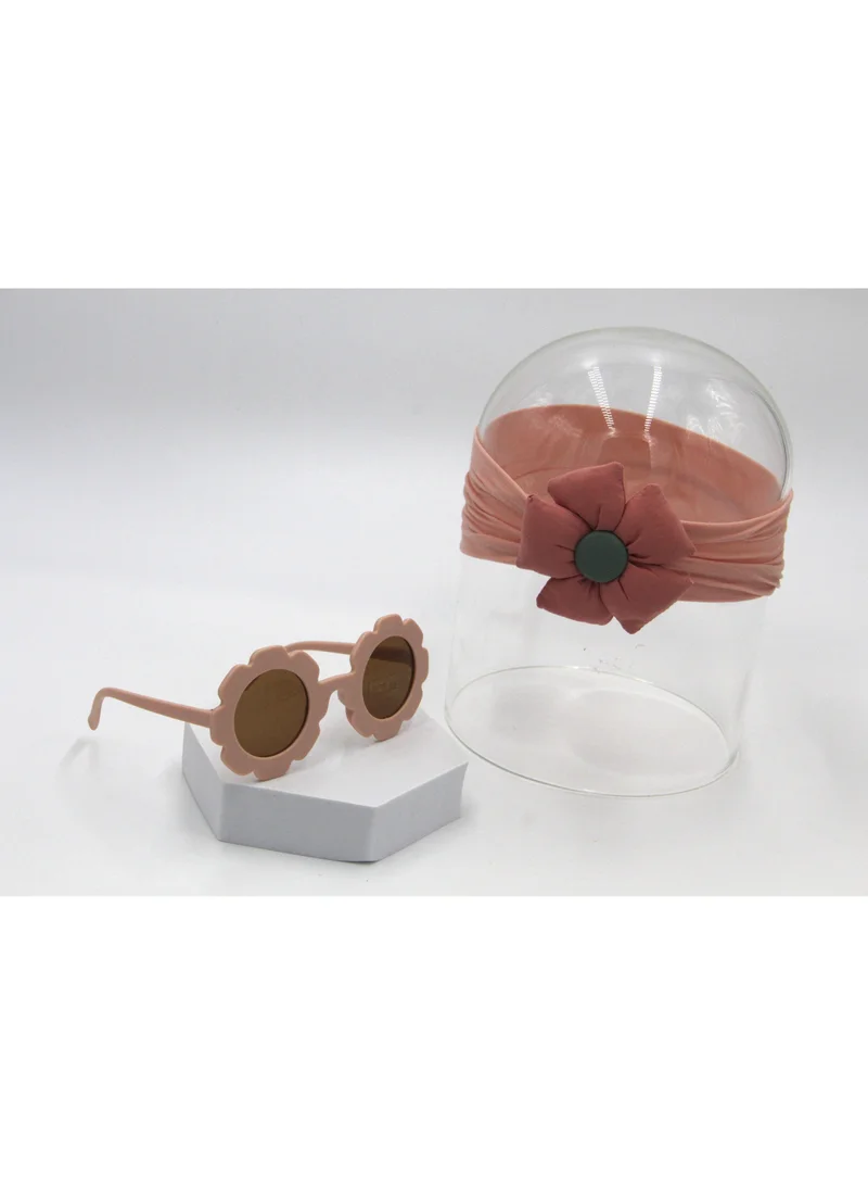 D'Daniela Amirah Glasses and Flower Headband Set For Babies and Girls - Peach