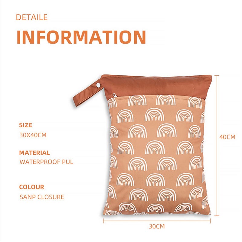 Smarbore 2 Pack Wet Dry Bags for Baby Diapers&Breast Pump Parts, Waterproof Reusable Wet Bag with Two Zipper Pockets, Beach Pool Gym Bag Stroller Yoga Toiletries Daycare Organizer, 11.8 inch x 15.7inch (Gold) - Image 2