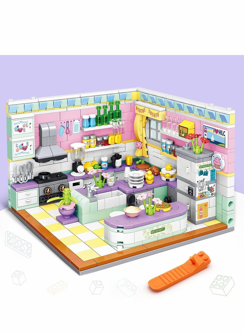 Girls Friends House Building Kit, Kitchen Kit 595Pcs Mini Blocks Dream Home Toys for Kids Ages 8-12 - Image 1