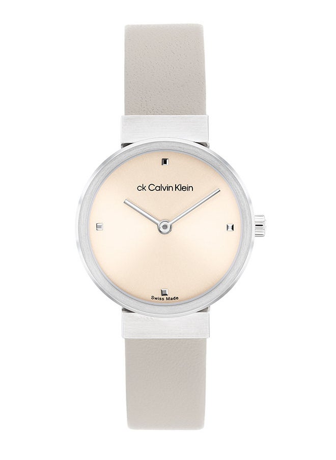 CALVIN KLEIN Women's Analog Round Leather Wrist Watch 25000044 - 28 mm  - Image 1