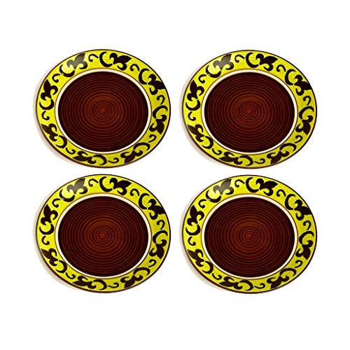 Caffeine Ceramic Handmade Stoneware Brown & Yellow Leaf Quarter Plate 7”(Set of 4 Dishwasher & Microwave Safe) - Image 4
