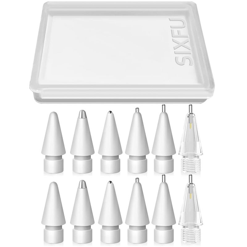 SIXFU 12 Pieces Tips for Apple Pencil Tip, Highly Sensitive Pencil Tips, Wear-Resistant Metal Tips Set, Compatible with Apple Pencil Pro/ 2nd Generation/ 1st Gen/USB C - Image 1