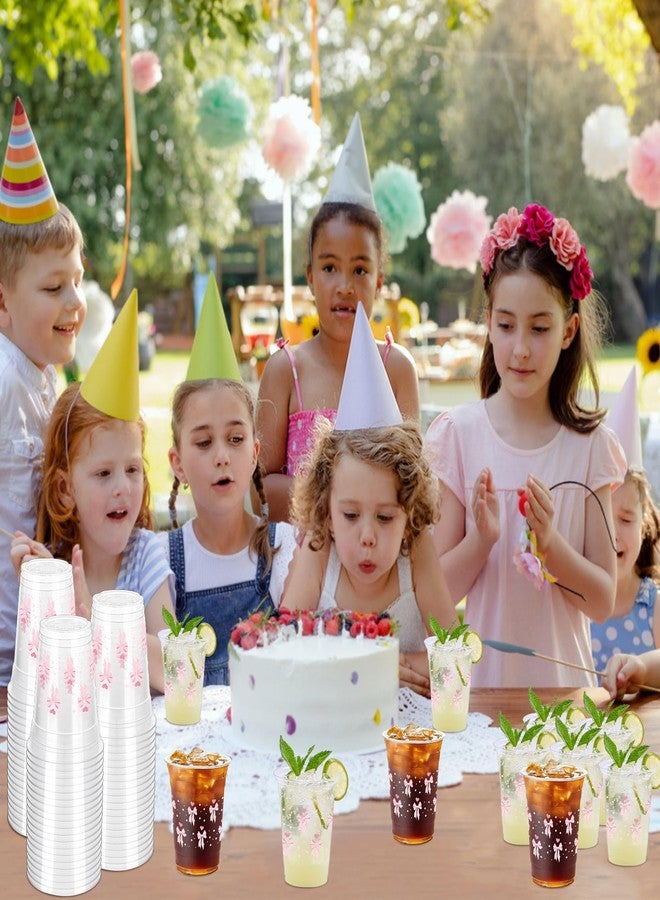 ZCPTZ 100 Pcs Pink Bow Disposable Plastic Cups, 12 oz Cute Bow Drinking Cup Bow Clear Plastic Cups for Pink Party Bridal Shower Wedding Birthday Party Supplies - Image 4