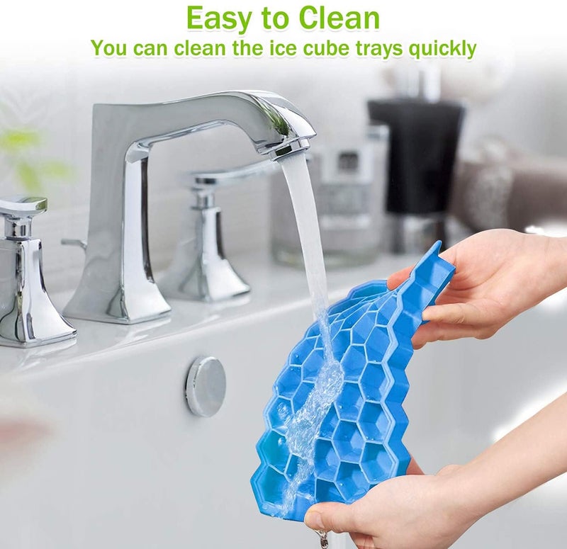 Premium Silicone Ice Cube Tray Flexible Durable Ice Trays for Freezer Small Ice Cube Mould Ice Cube Maker Fridge Tray Ice Tube Silicone Moulds for Chocolate Ice BPAFreeBluePack of 2 - Image 3